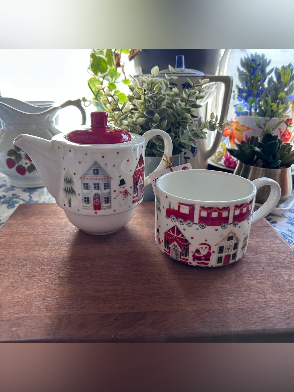 🎄TOUCH ORGANIC • Stackable Holiday Porcelain “Tea for One” Set - Picture 3 of 12